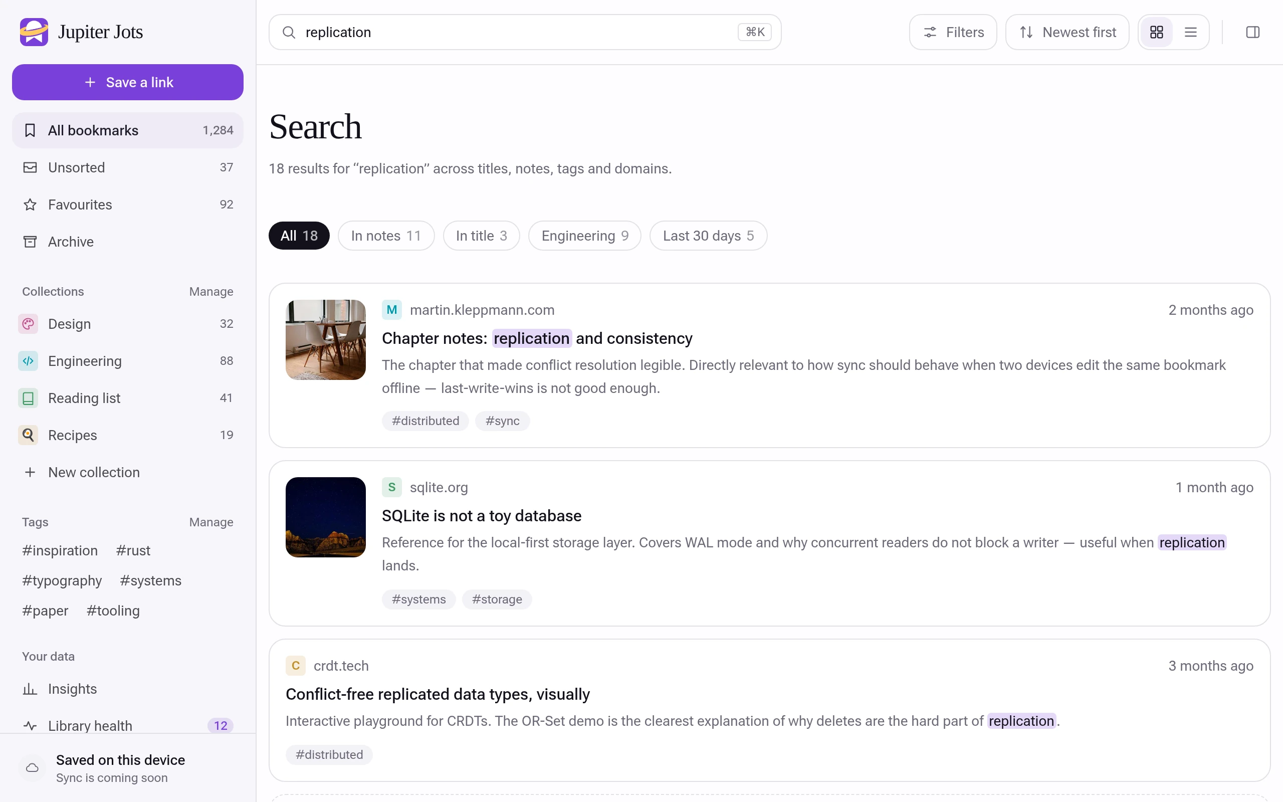 Search in the full-screen library: 18 results for replication, matched in titles and in the notes you wrote